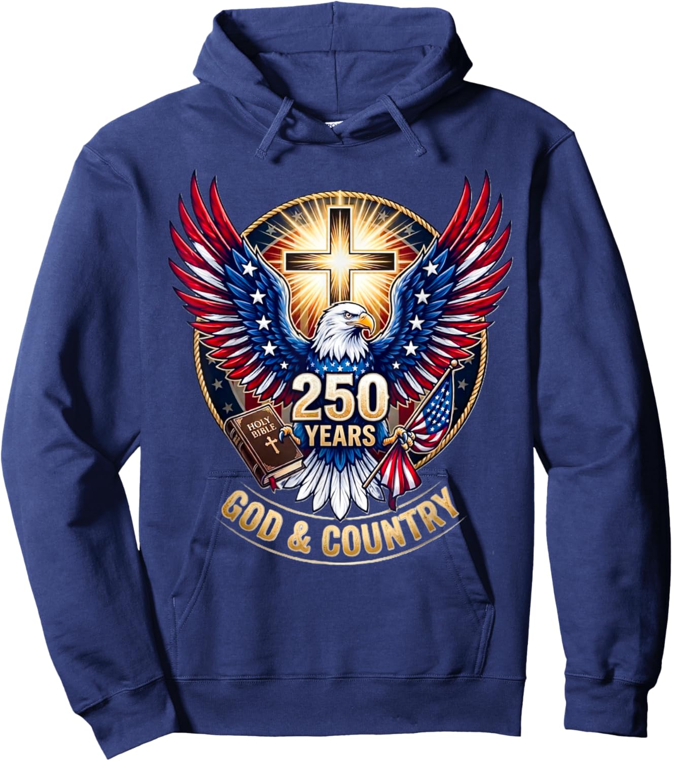 One Nation Under God America 250 Years USA Eagle Christian Hoodie - Hoodie | Navy