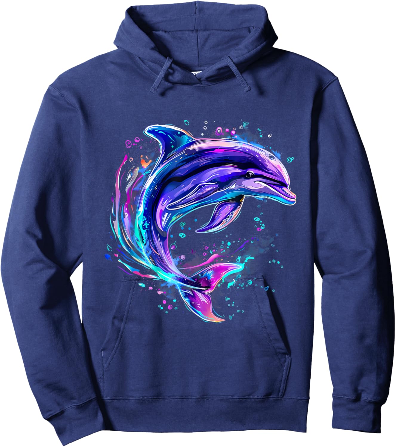 Dolphin Watercolor Sea Ocean Animal Ocean Sea Dolphin Hoodie - Hoodie | Navy