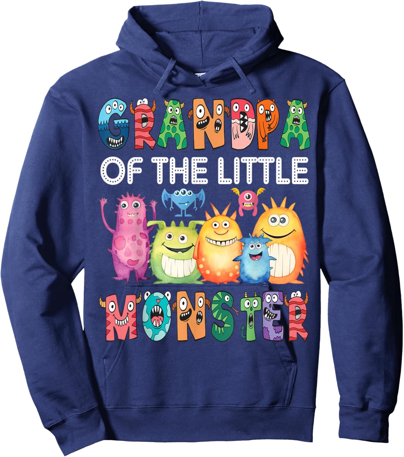 Grandpa Of The Little Monster Kids 1St Birthday Party Hoodie - Hoodie | Navy
