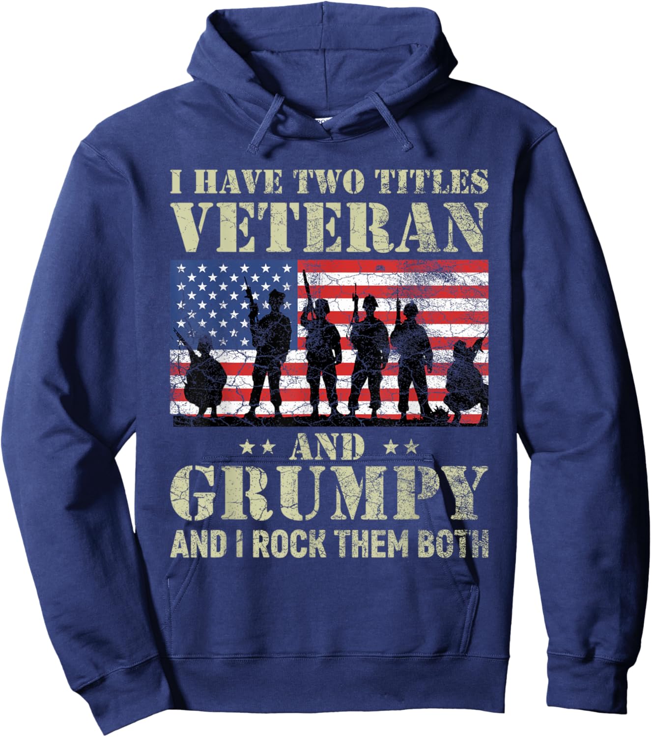 I Have Two Titles Veteran And Grumpy Funny Dad Papa Grandpa Hoodie - Hoodie | Navy
