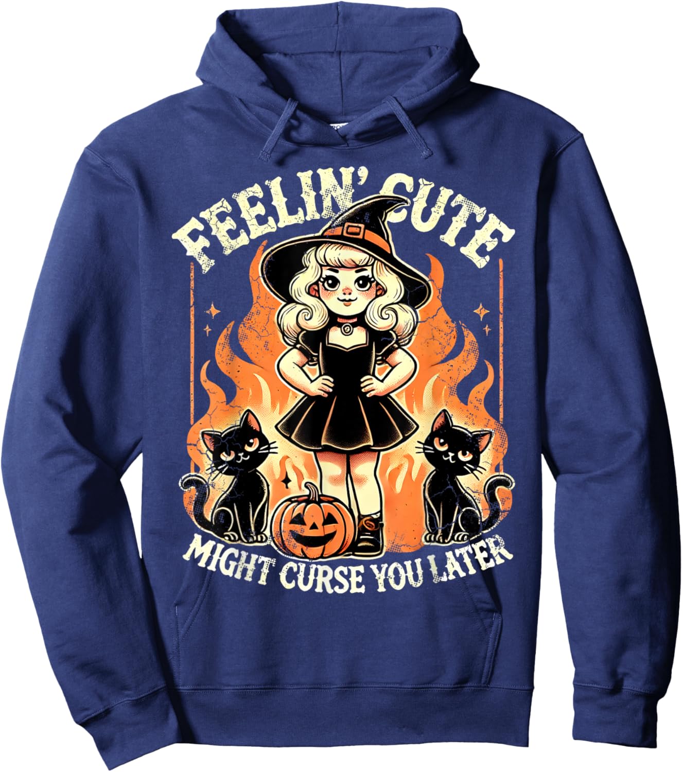 Halloween Feelin' Cute Might Curse You Later Hoodie - Hoodie | Navy