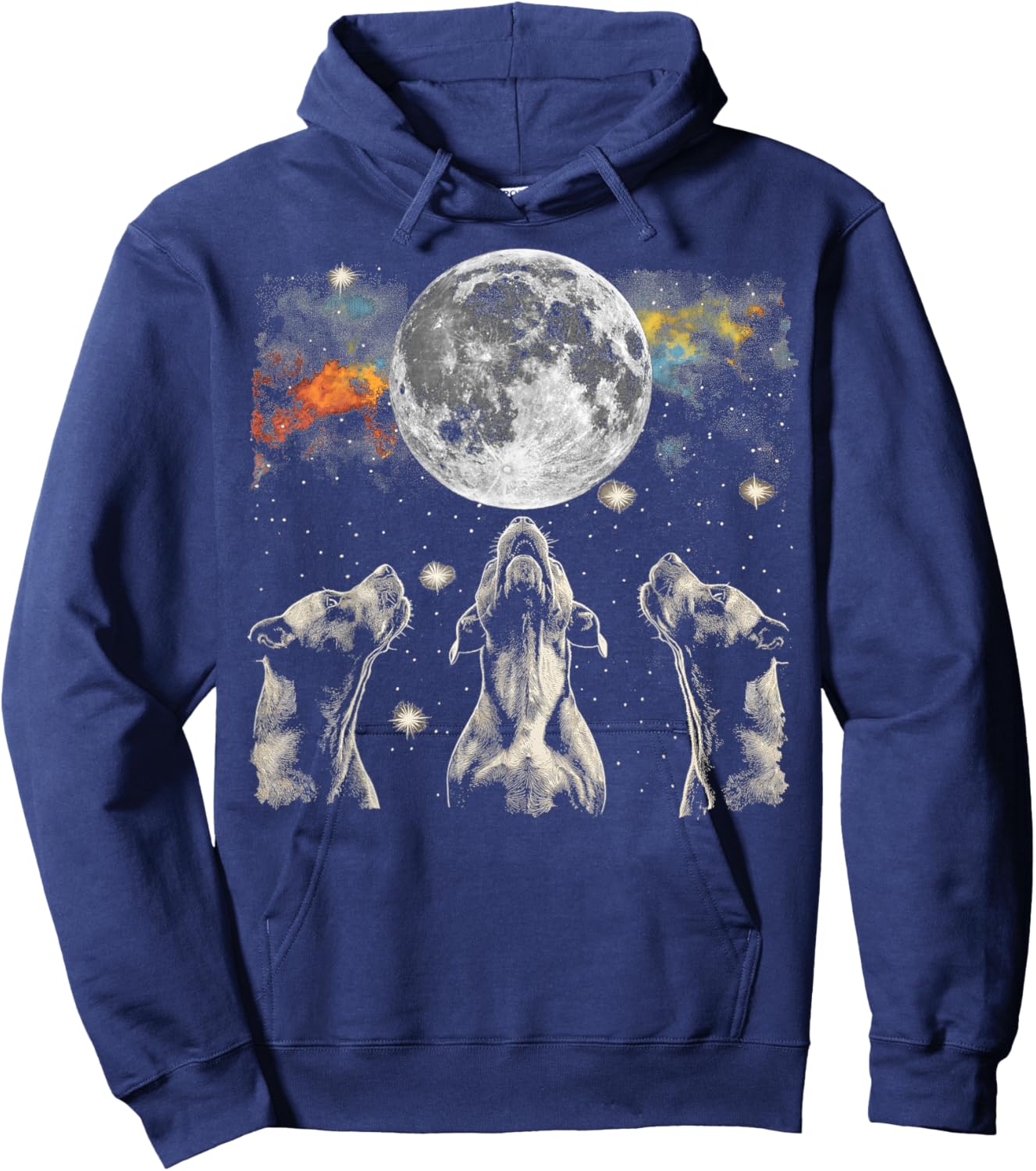 Staffordshire Bull Terrier Dog Howling Moon Hoodie - Hoodie | Navy
