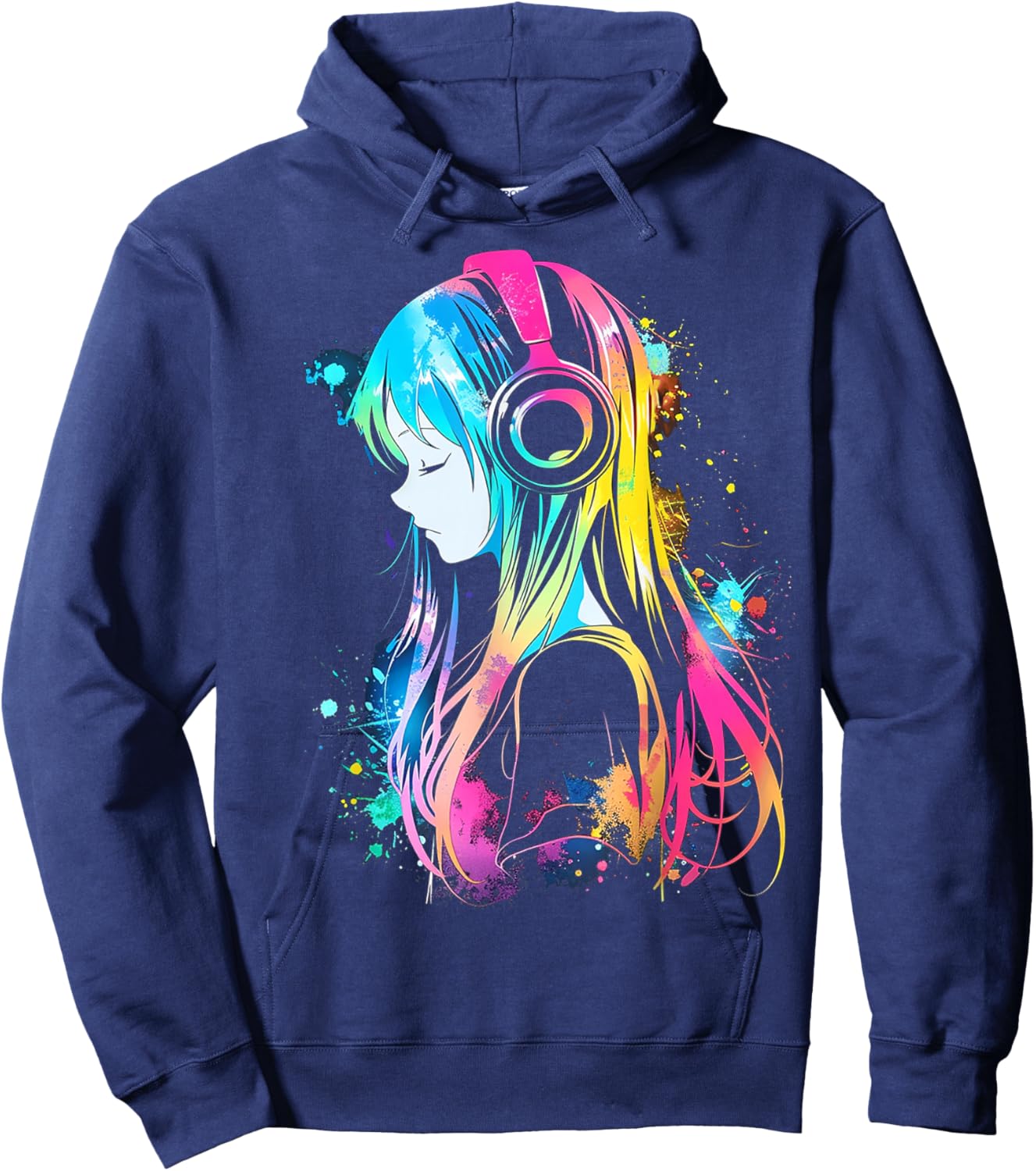 Anime Manga Graphic Headphone Art Anime Hoodie - Hoodie | Navy