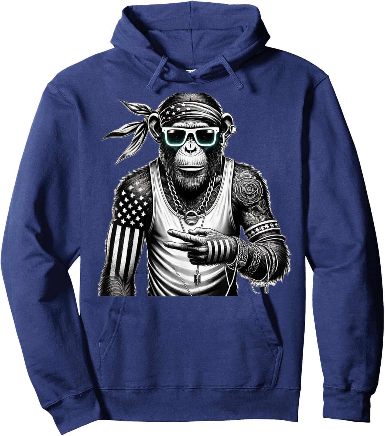 Funny Monkey with sunglasses cool street skateboard Hoodie - Hoodie | Navy