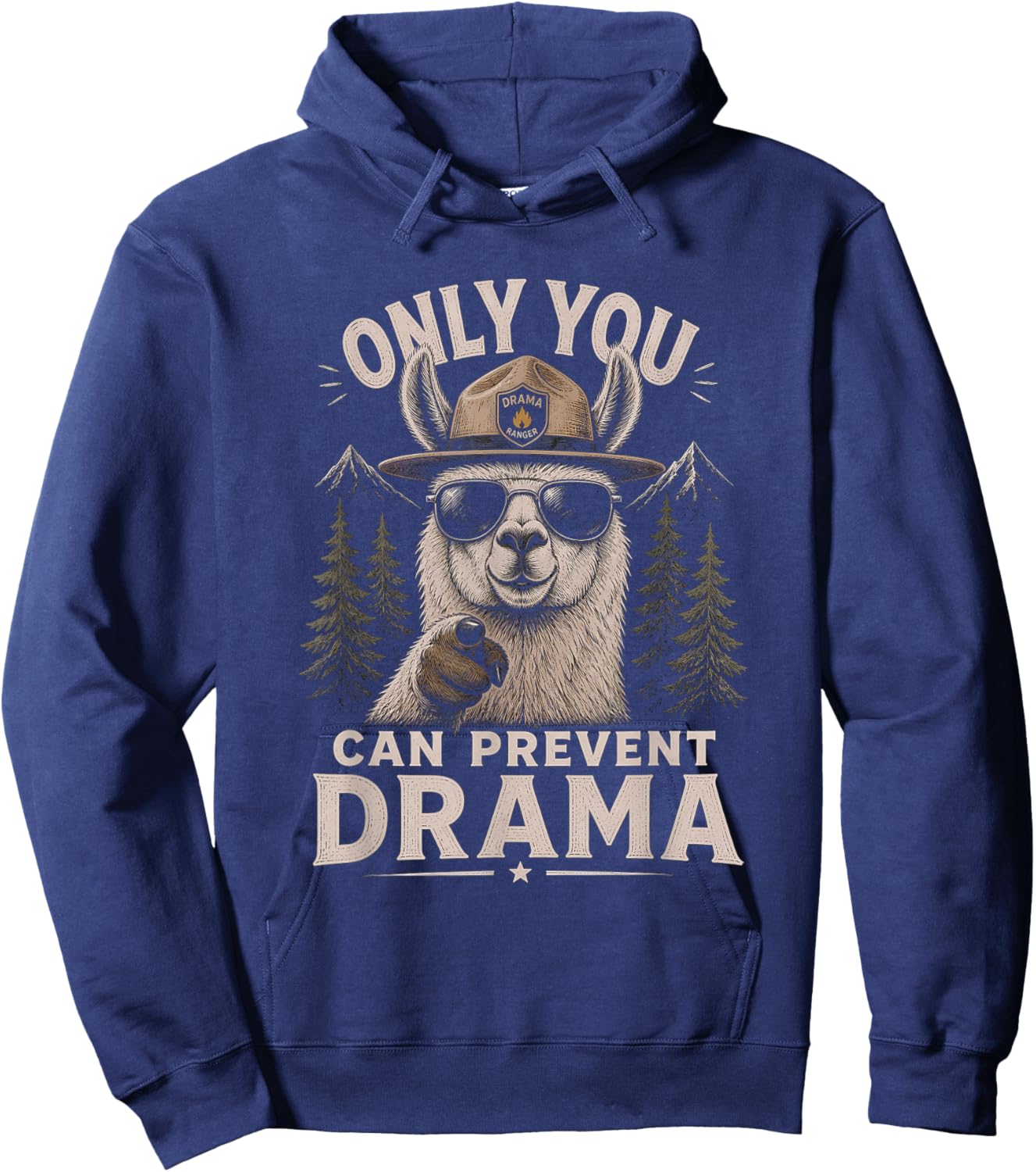 Only You can Prevent Drama Artwork Llama Design Hoodie - Hoodie | Navy