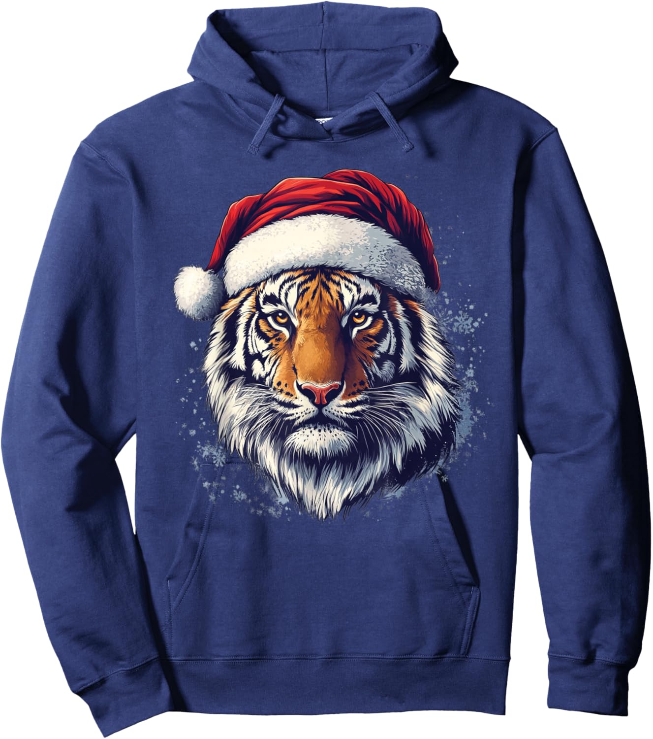 Tiger Santa Hat Funny Zookeeper Tiger Lover Christmas Pajama Hoodie - Hoodie | Navy