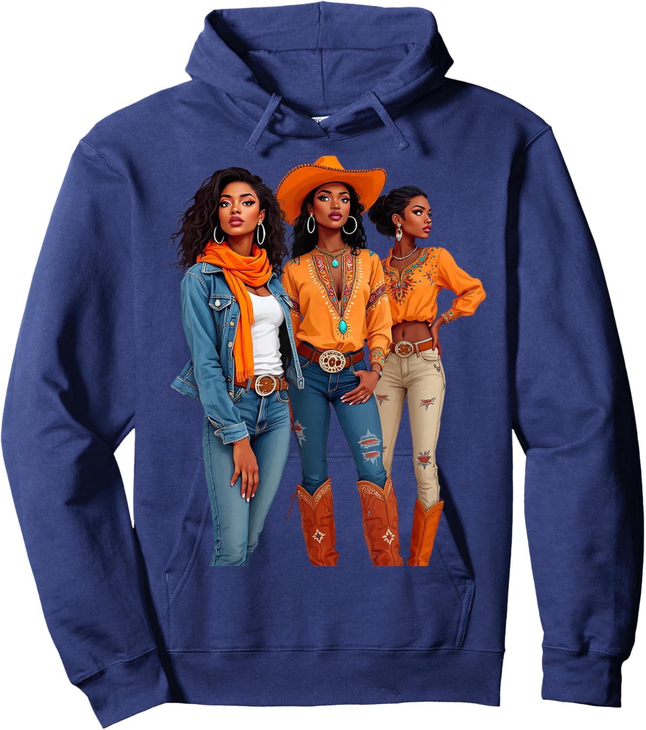 Black Cowgirl Vibes Melanin Black History Texas Hoodie - Hoodie | Navy