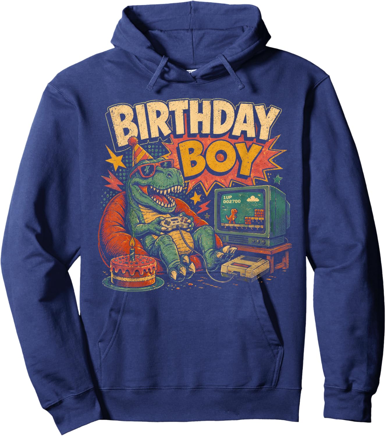 Funny T Rex Birthday Boy Gamer Men Boys Teens Gaming Gifts Hoodie - Hoodie | Navy