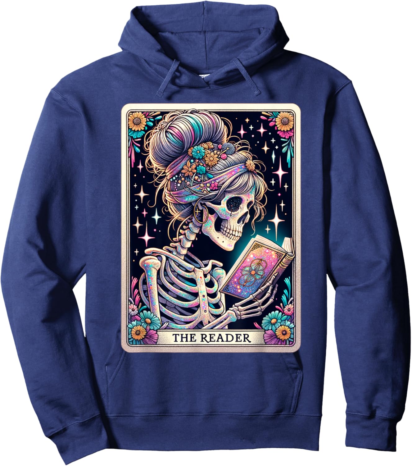 The Reader Funny Tarot Card Women Book Lover Librarian Read Hoodie - Hoodie | Navy