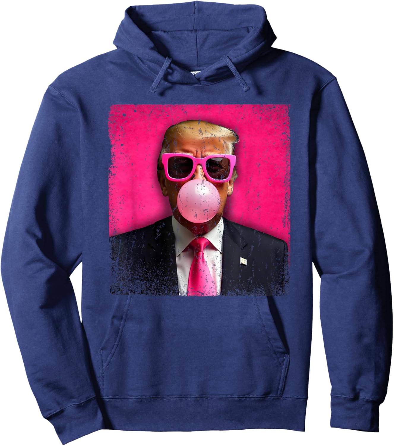 Trump Bubble Gum Pink Sunglasses Funny Hoodie - Hoodie | Navy