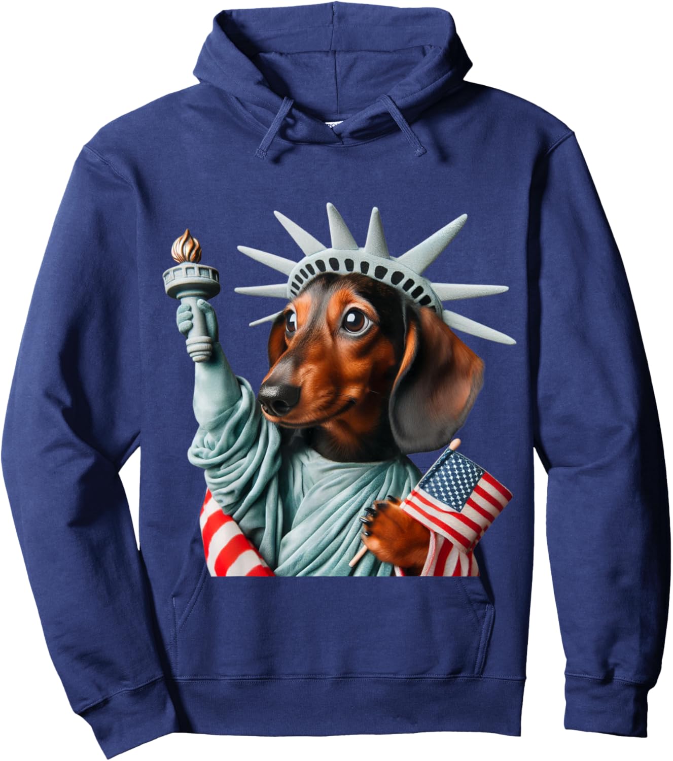 Dachshund Patriotic Statue Of Liberty 4th of July American Hoodie - Hoodie | Navy