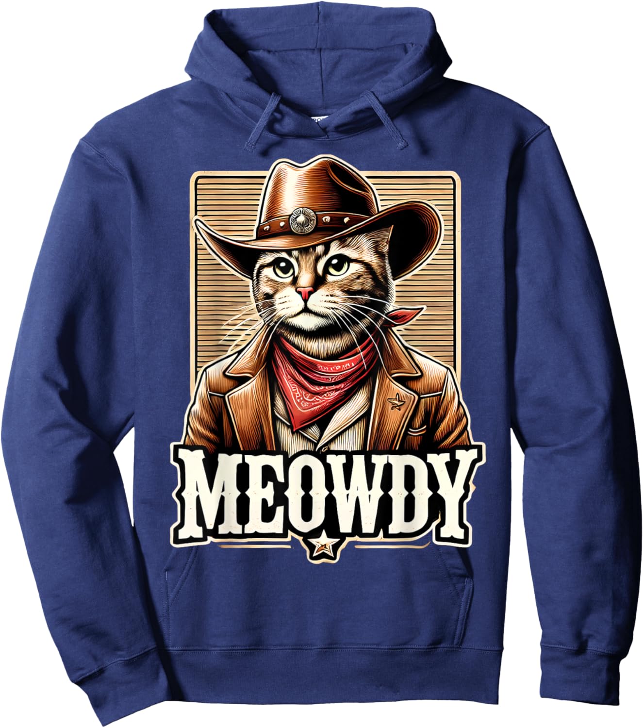 Meowdy Cat Cowboy Cowgirl Meow Howdy Halloween Costume Hoodie - Hoodie | Navy