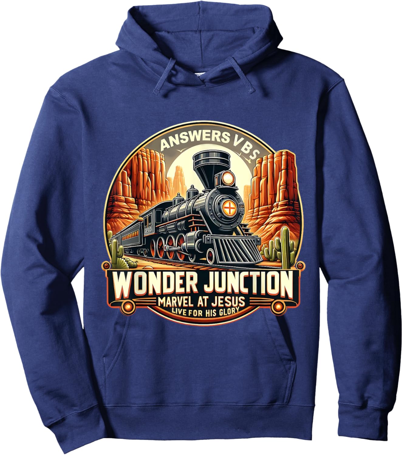 Answers VBS Wonder Junction Christian Train Theme Costume Hoodie - Hoodie | Navy