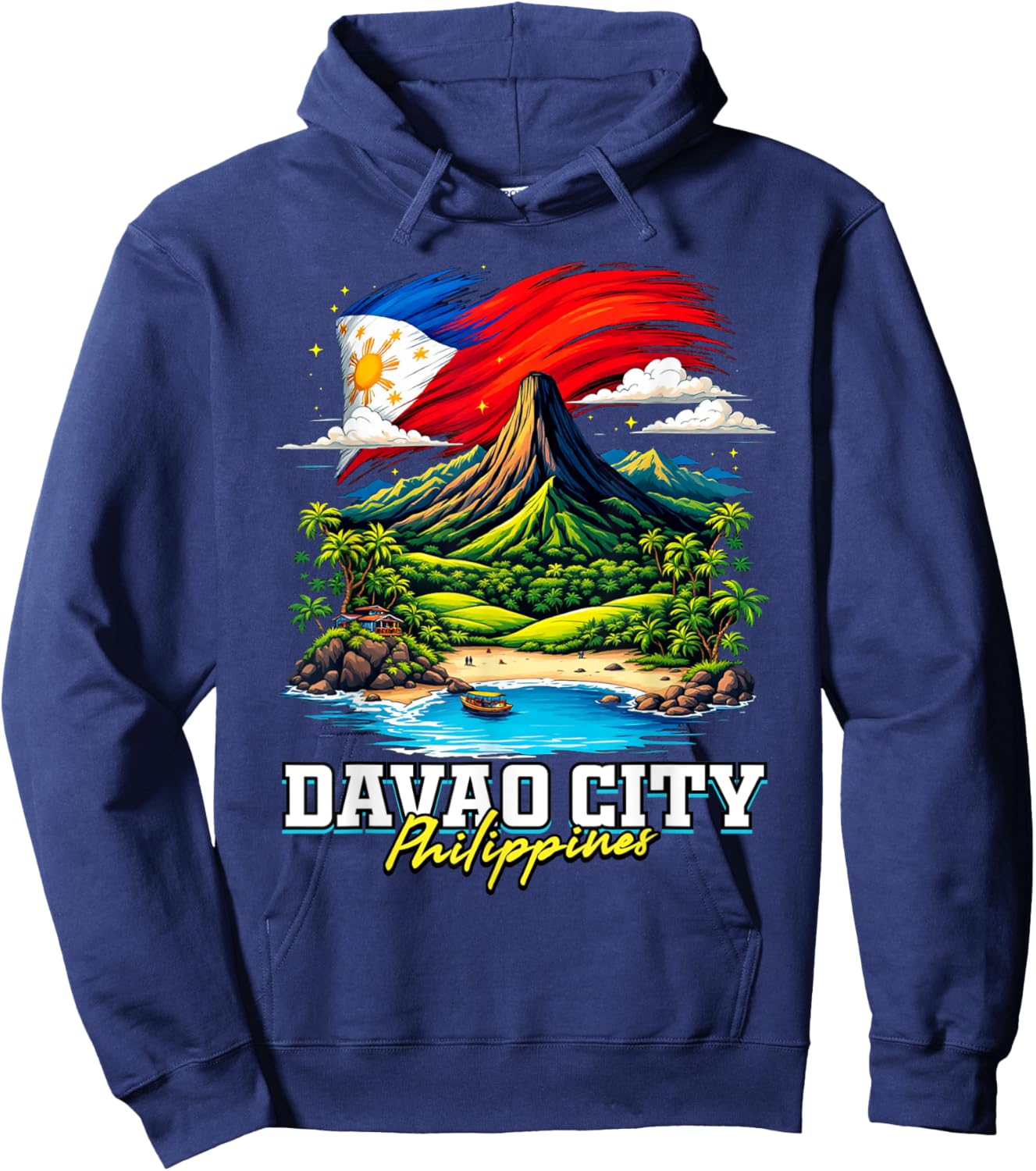Davao City Philippines Souvenir Filipino Flag Hoodie - Hoodie | Navy