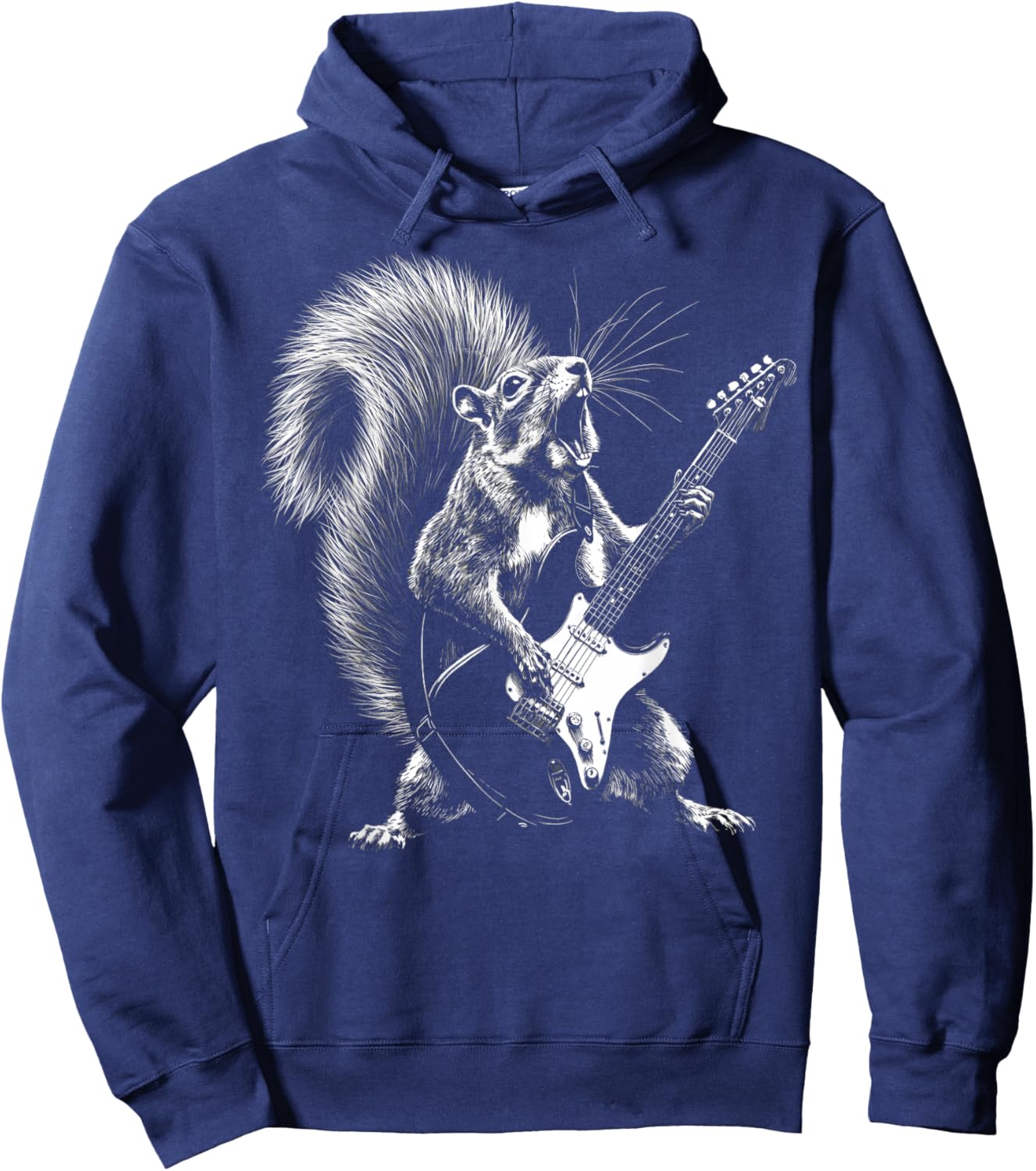 Rock Star Squirrel Playing Guitar Rodent Animal Guitarist Hoodie - Hoodie | Navy