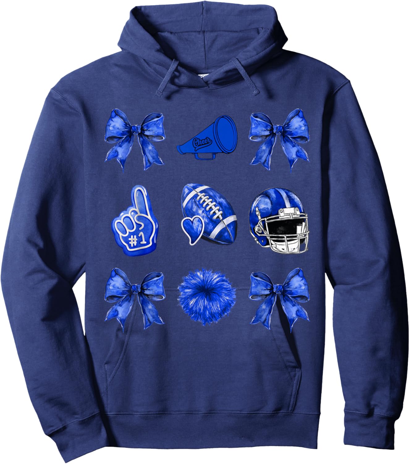 Cute Coquette Bow Game Day American Football Player Coaches Hoodie - Hoodie | Navy