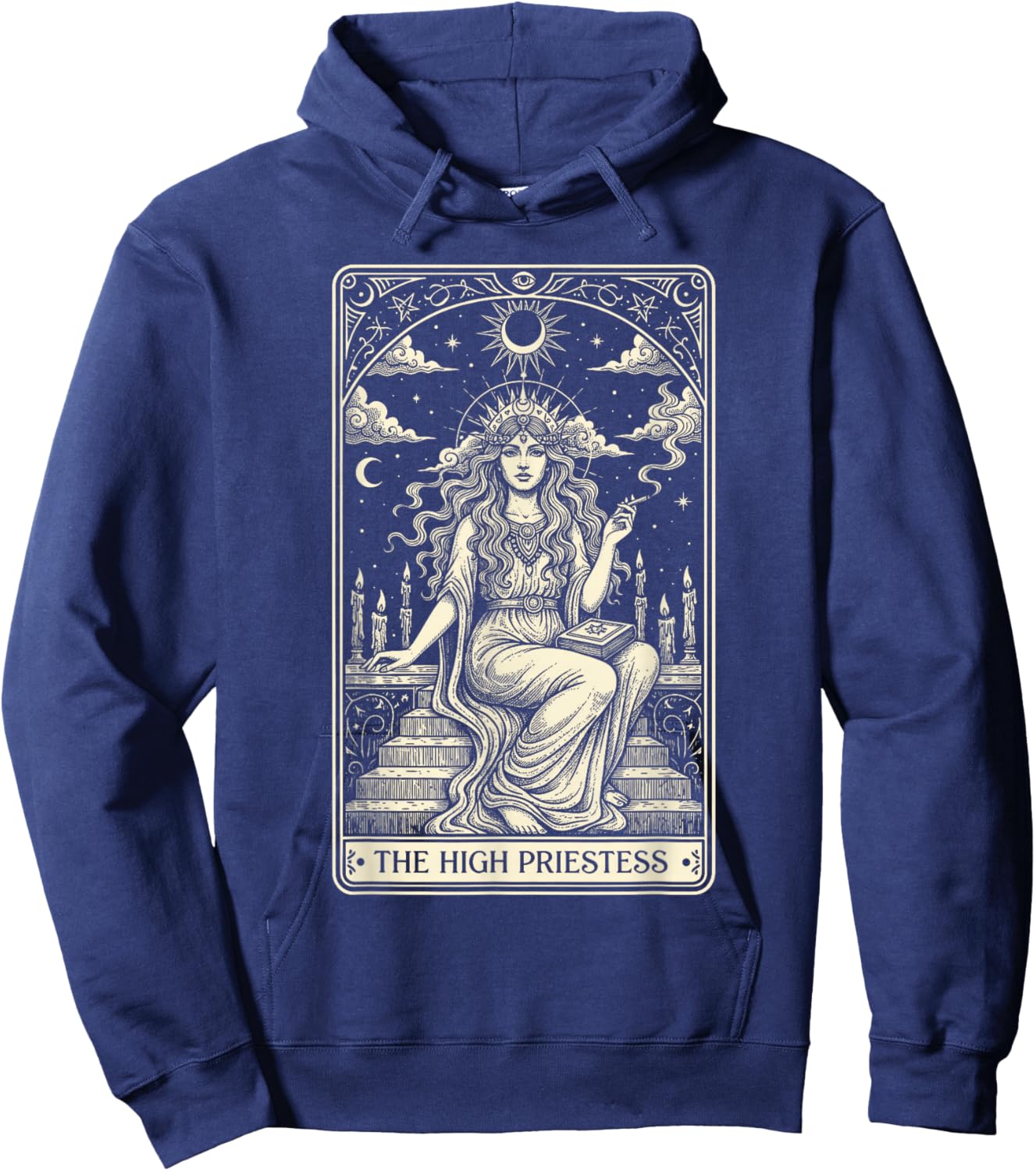 Cannabis Weed Smoking 420 The High Priestess Tarot Card Hoodie - Hoodie | Navy