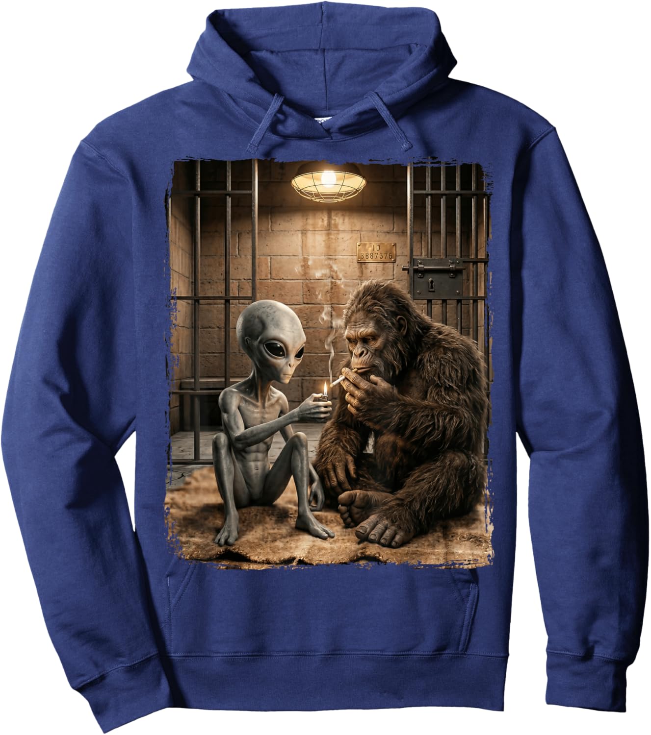 Bigfoot Alien Smoking Hoodie - Hoodie | Navy