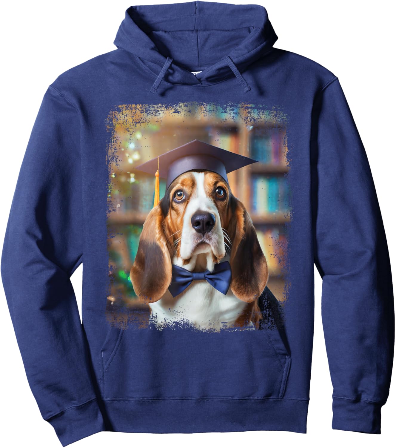Vintage Graduation Basset Hound Dog Senior High School Gift Women Kids Hoodie - Hoodie | Navy