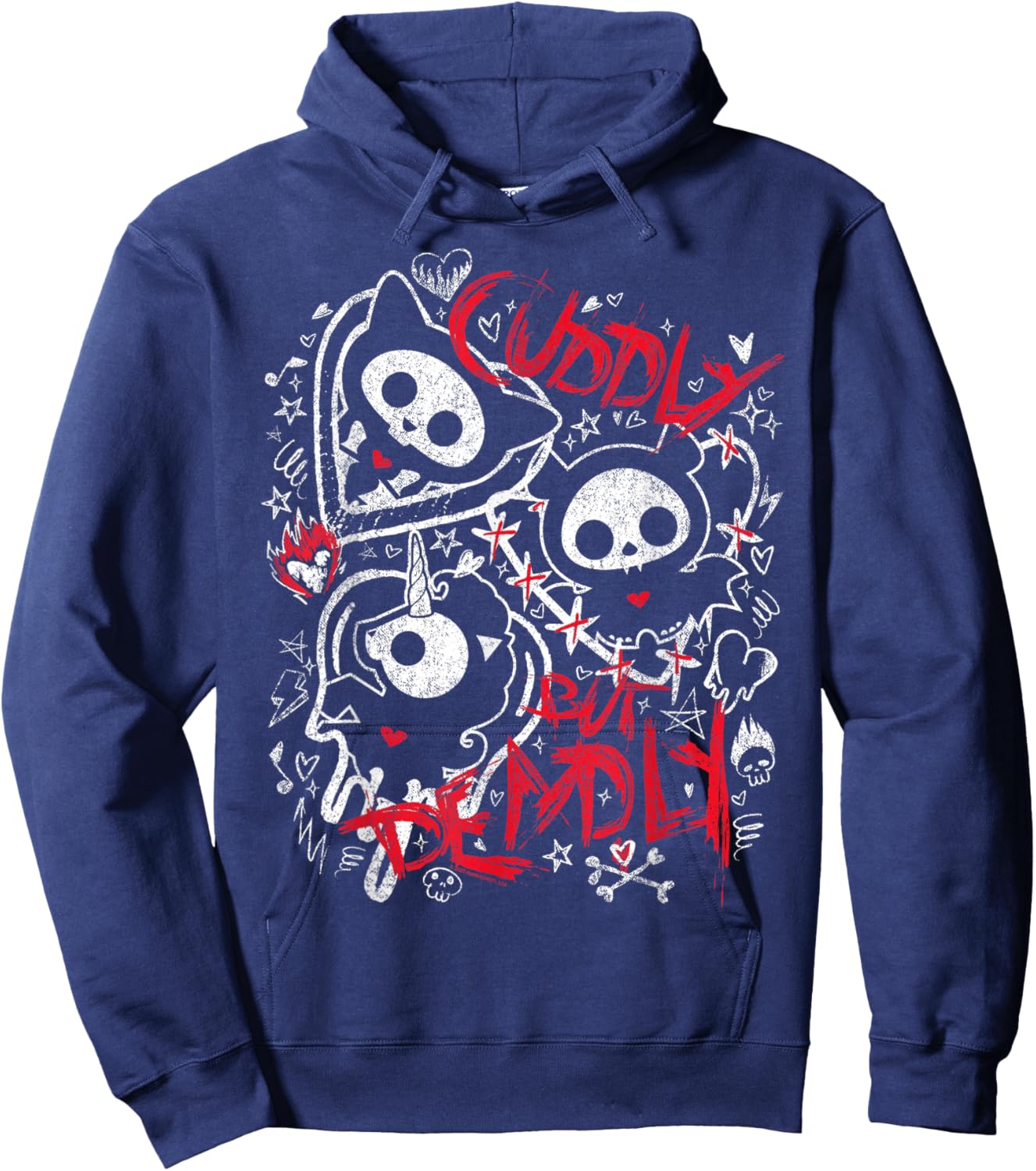 Skelanimals Cuddly But Deadly Kit Diego and Bonita Sketch Hoodie - Hoodie | Navy