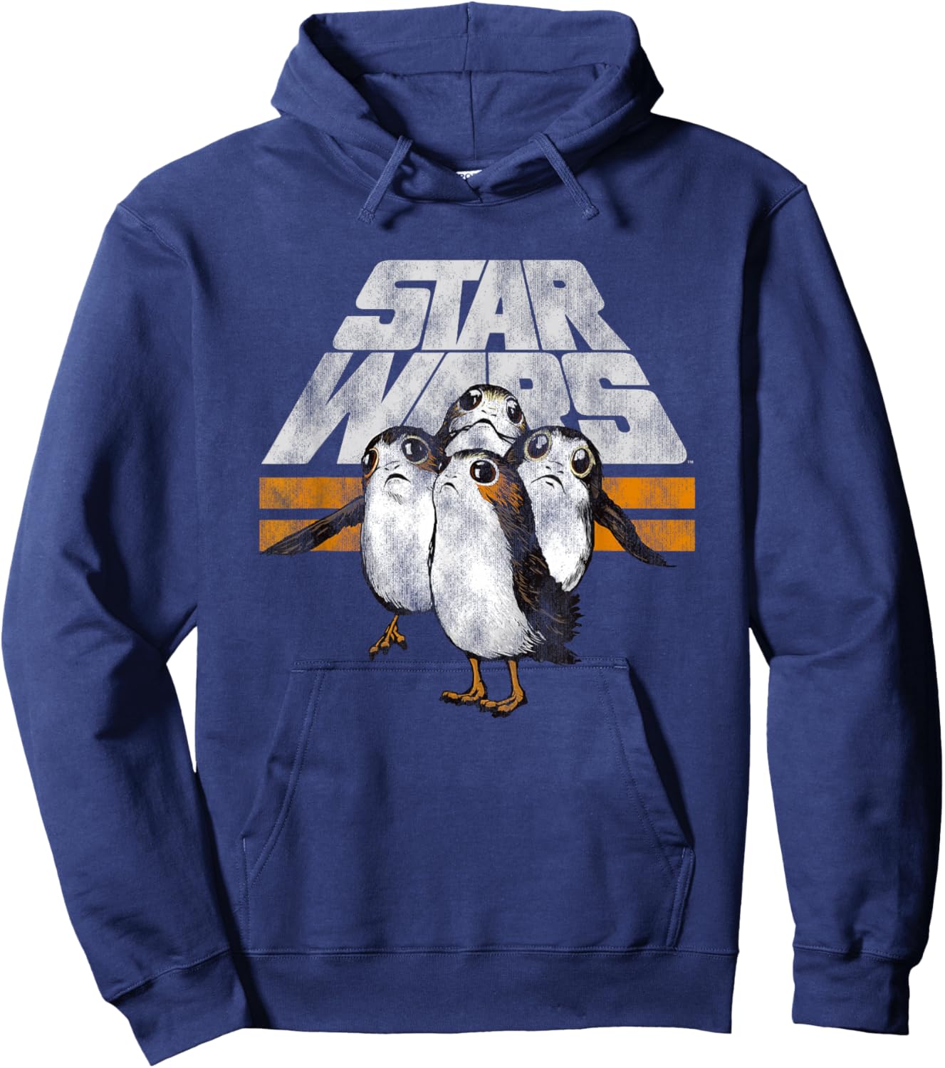 Star Wars The Last Jedi Porgs Distressed Logo Hoodie - Hoodie | Navy