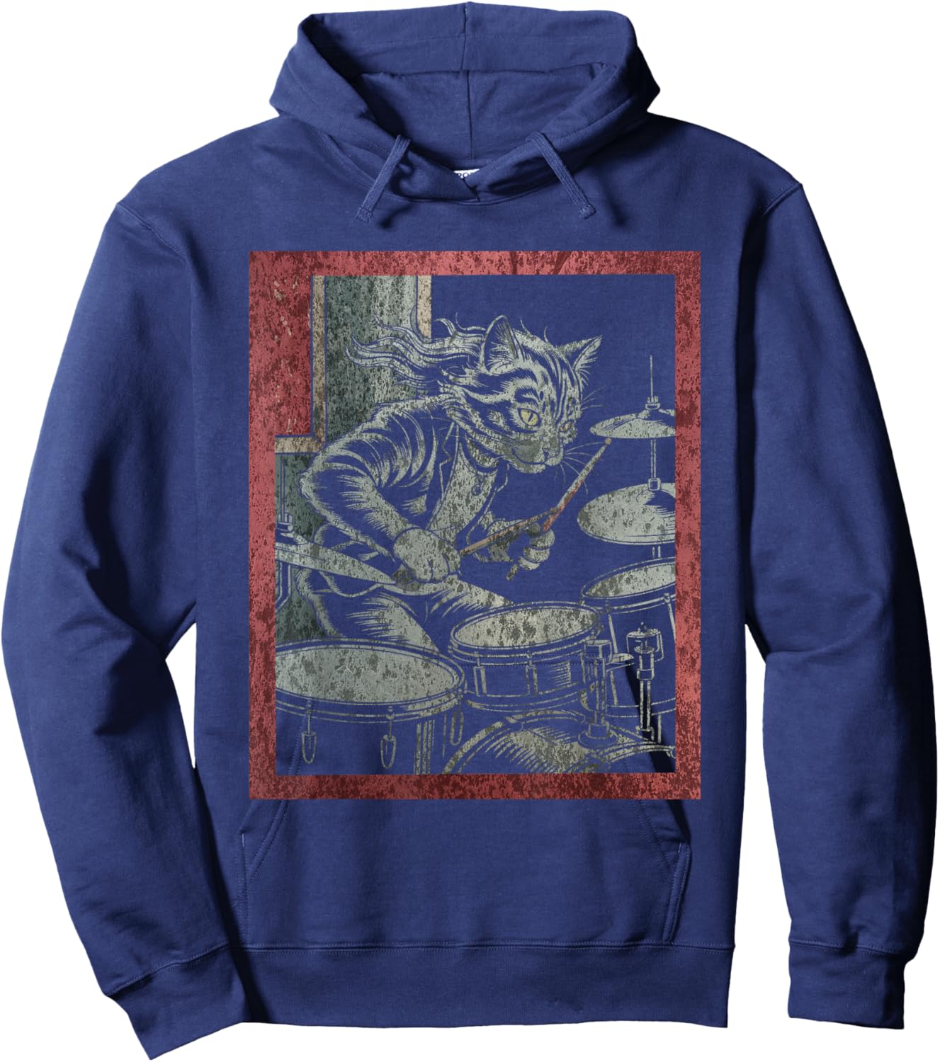 Drums Cat Music Drummer Drum Player Chaton Drummist Hoodie - Hoodie | Navy
