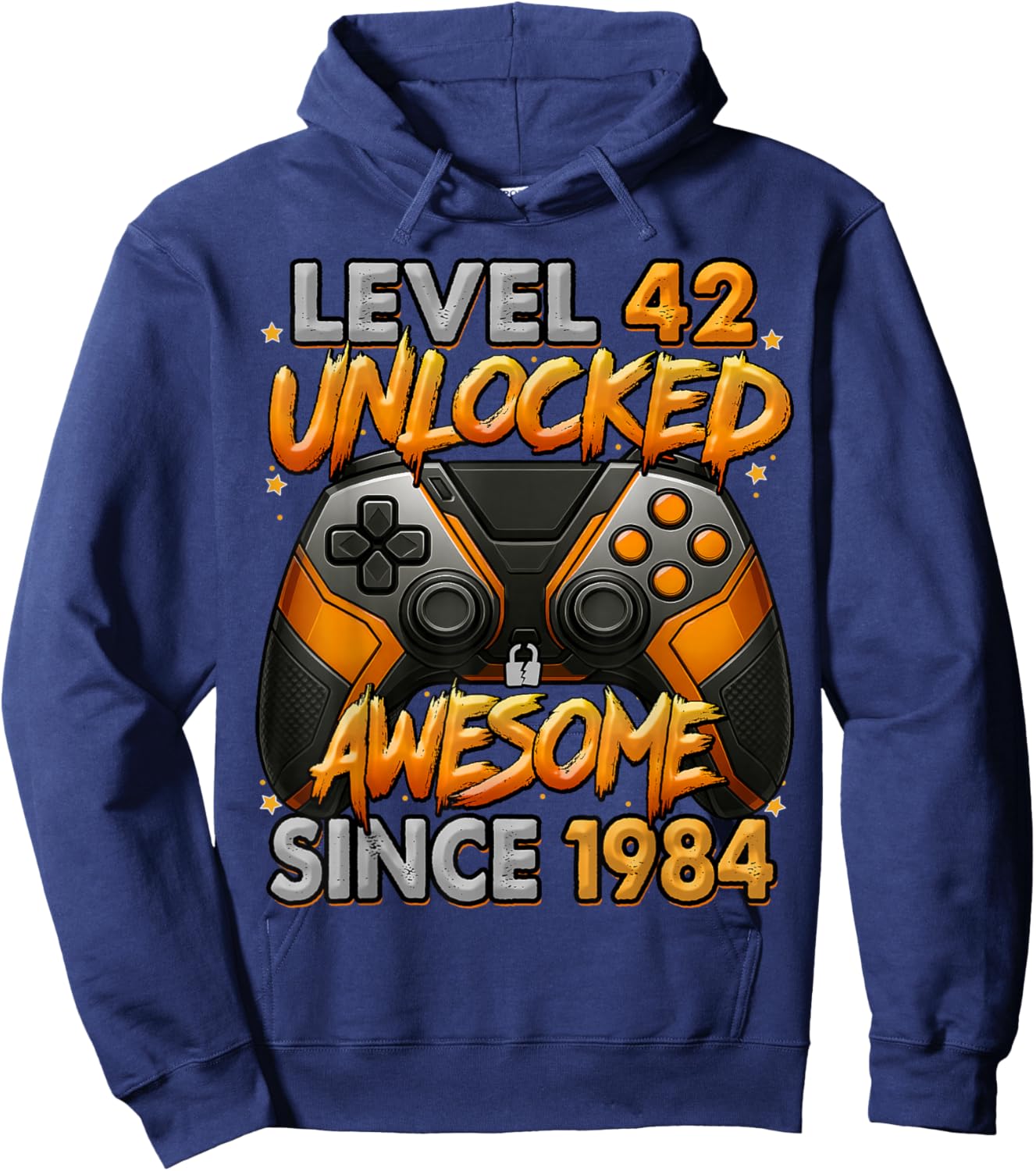 Level 42 Unlocked Awesome Since 1984 42nd Birthday Gaming Hoodie - Hoodie | Navy