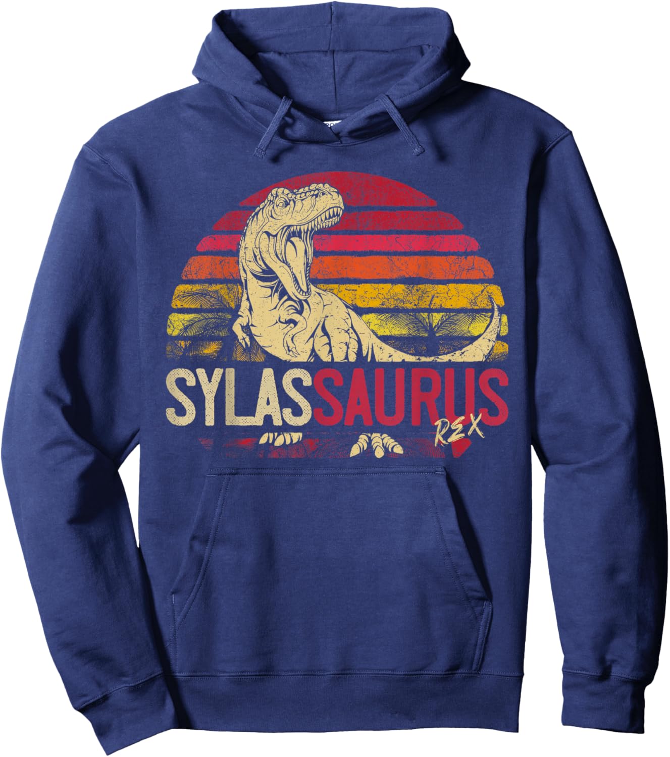 Sylas Saurus Funny Personalized Dinosaur T Rex Name Hoodie - Hoodie | Navy