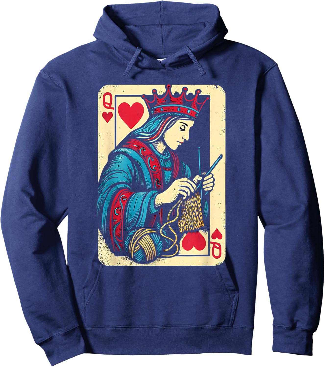 Queen of Heart Knitting Yarn Lovers Hoodie - Hoodie | Navy