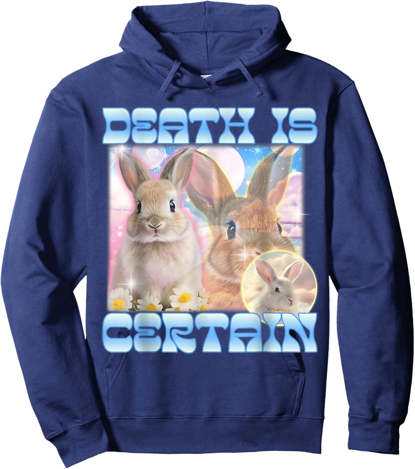 Death Is Certain Cringe Bunny Funny Oddly Specific Dank Meme Hoodie - Hoodie | Navy