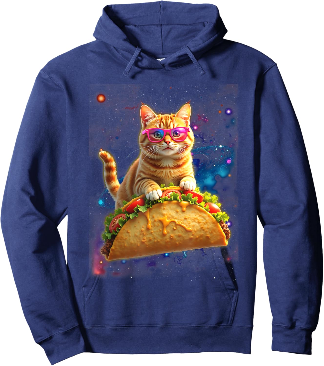 Crazy Space Taco Cat Astronaut Cat Ride Tacos Cinco De Mayo Hoodie - Hoodie | Navy
