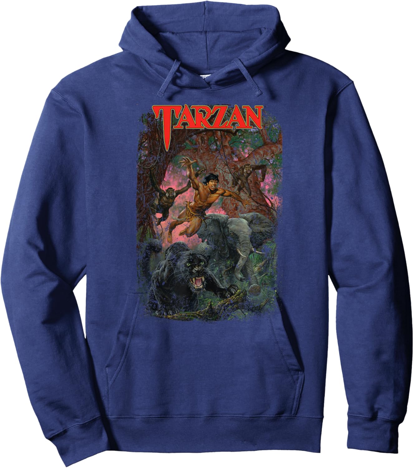 Tarzan Leaping Animal Illustration Father's Day Hoodie - Hoodie | Navy