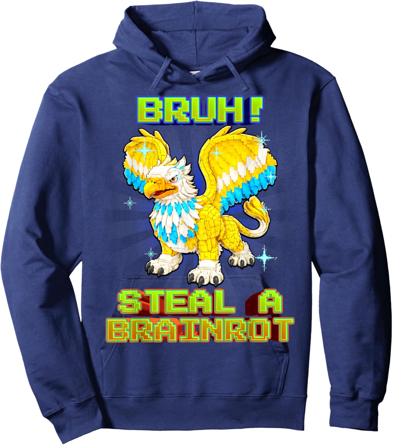Bruh Secret Griffin Funny Brainrot for Boys Kids Teens Hoodie - Hoodie | Navy