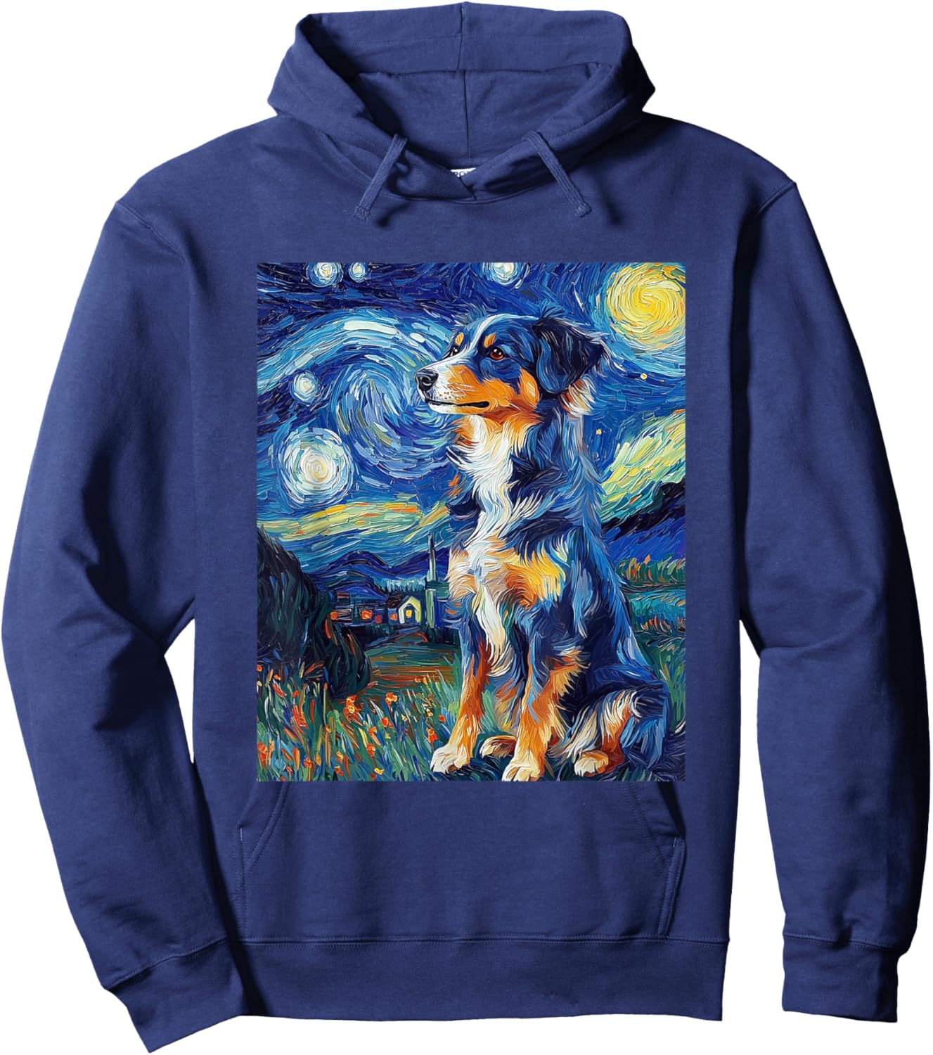Australian Shepherd Dog - Van Gogh Style - Starry Night Hoodie - Hoodie | Navy