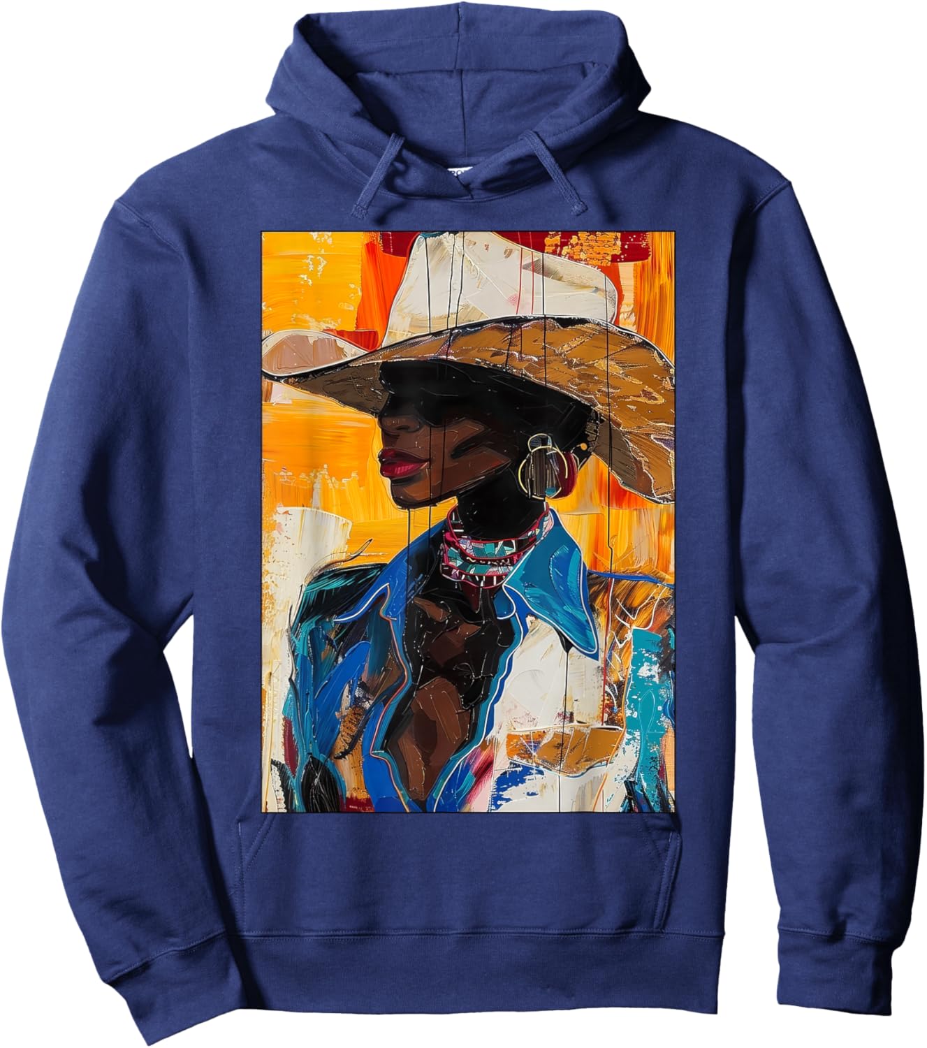 Black Cowgirl African American Melanin Western Rodeo Cowboy Hoodie - Hoodie | Navy
