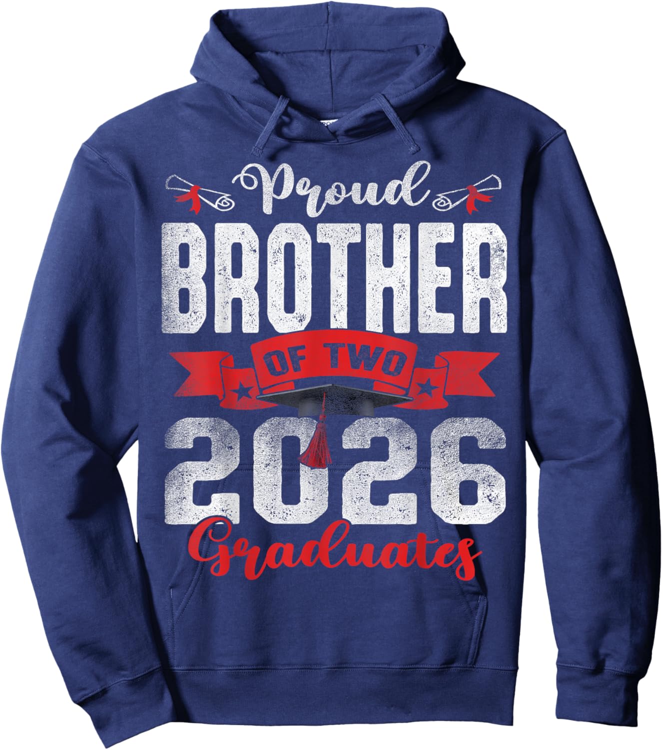 Proud Brother of Two 2026 Graduates Twins Graduation Hoodie - Hoodie | Navy