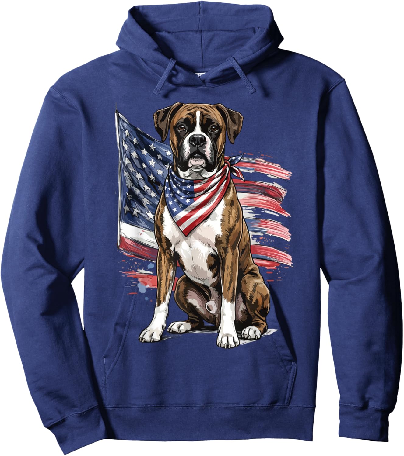 Boxer 4th of July Patriotic Dog Hoodie - Hoodie | Navy