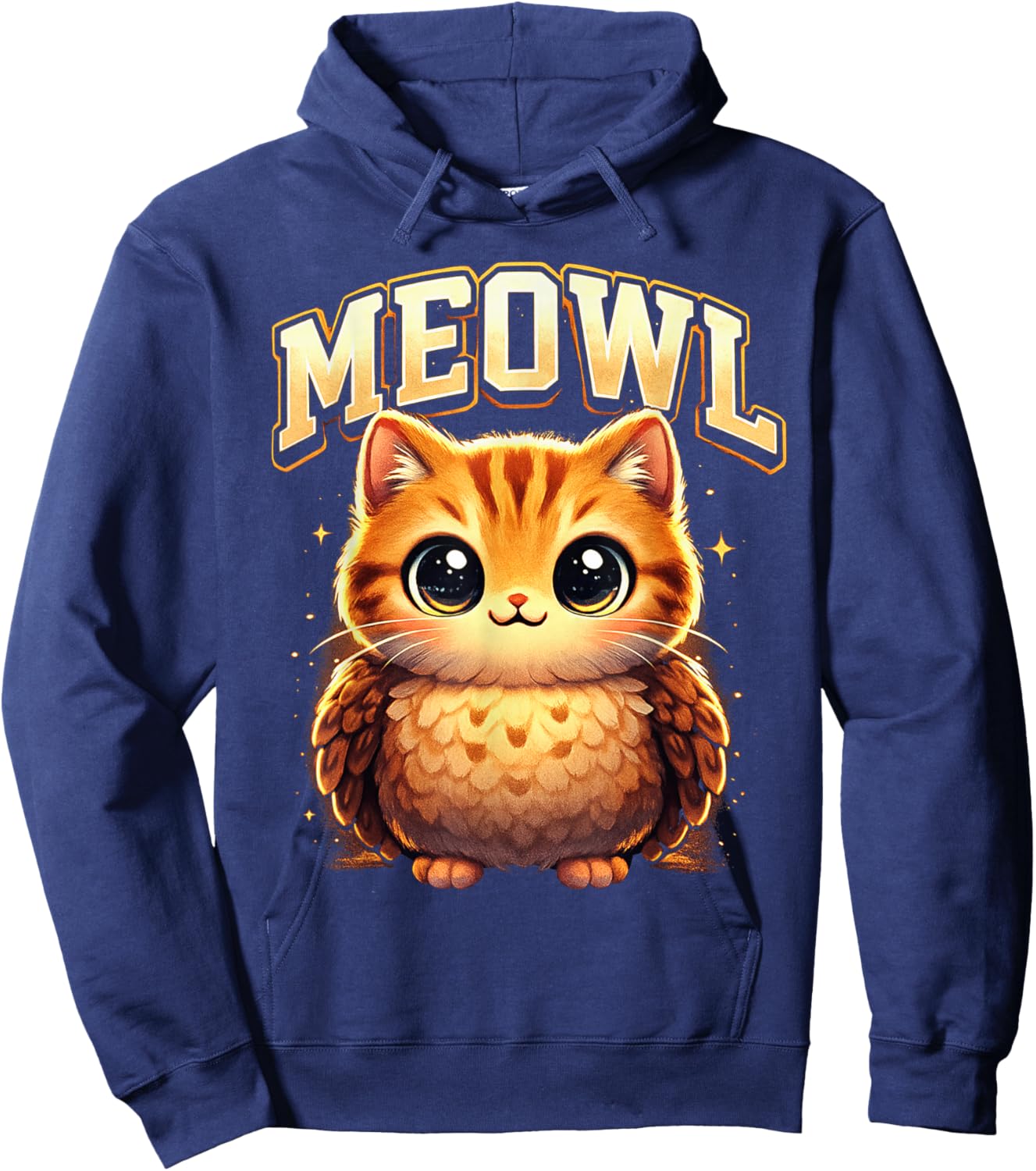 Meowl Funny Meow Cat Owl Brainrot Meme Teen Kids Hoodie - Hoodie | Navy