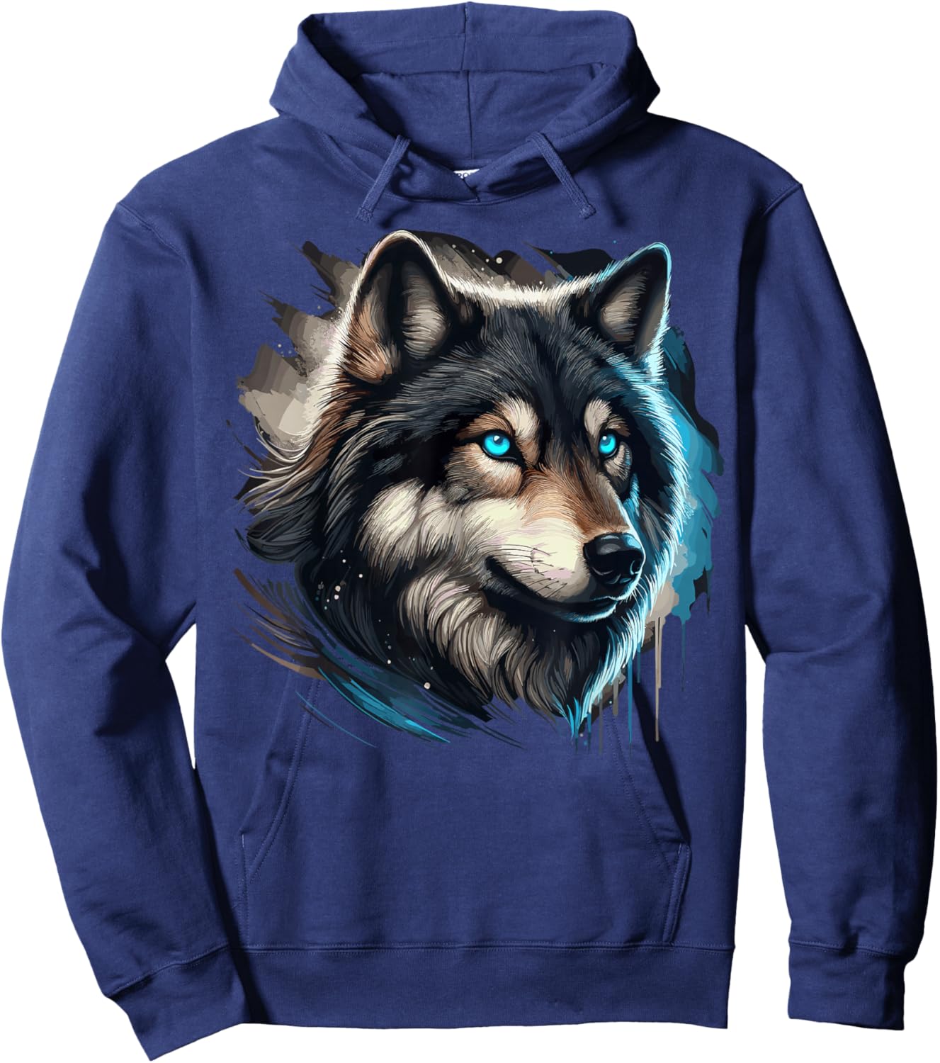 Wolf with Blue Eyes Hoodie - Hoodie | Navy