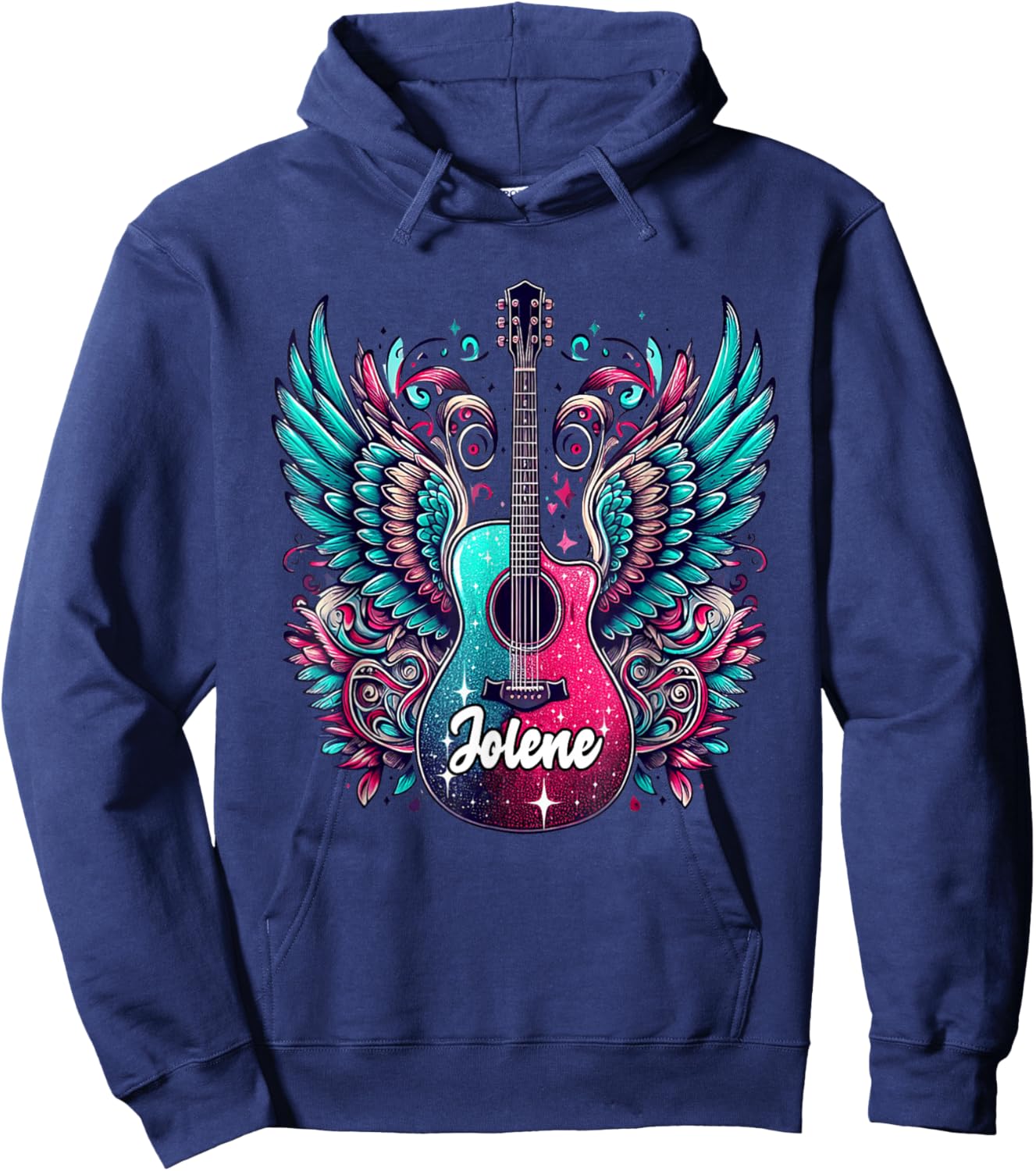 Girl Retro Jolene First Name Personalized Groovy 80's Hoodie - Hoodie | Navy