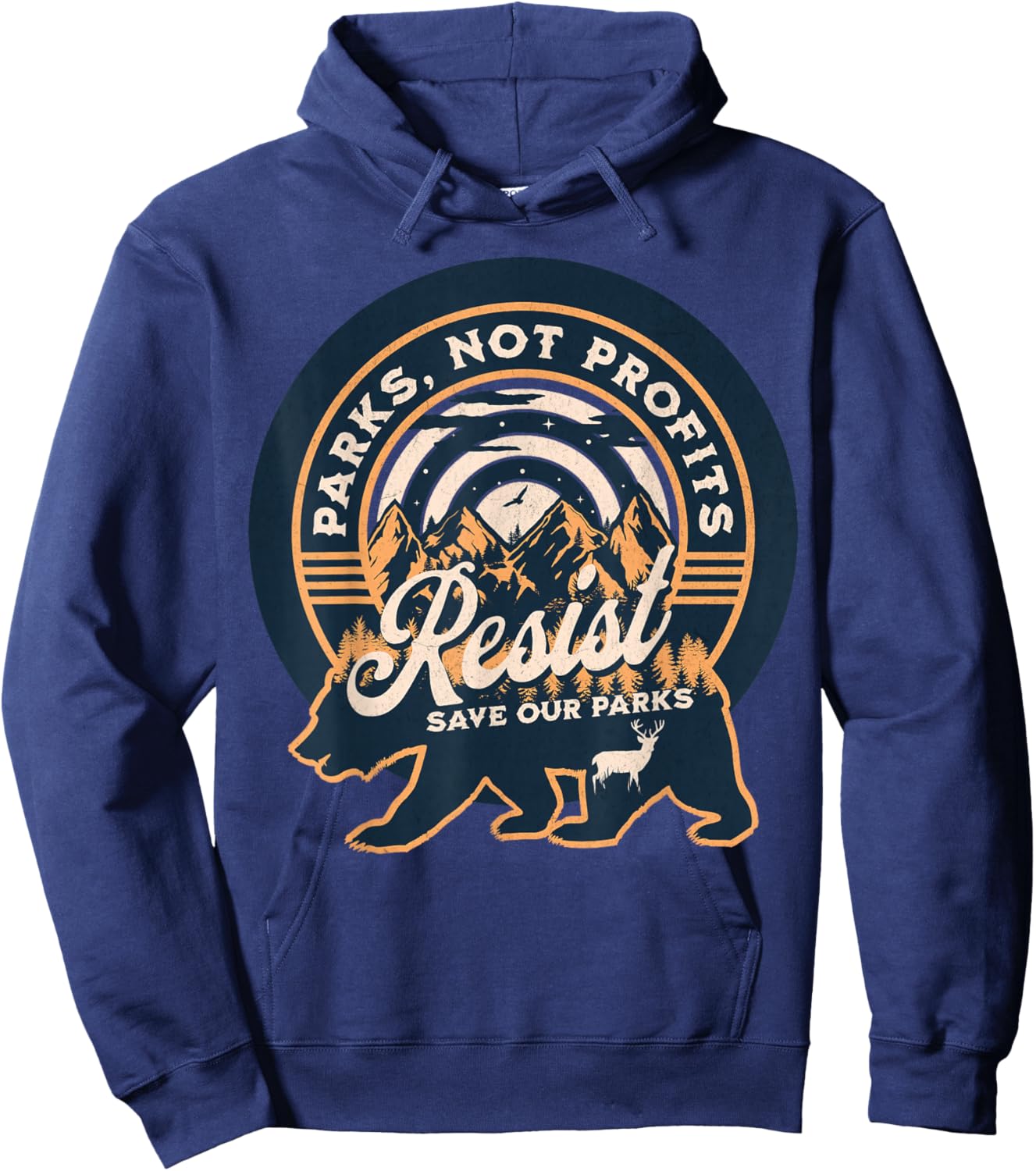 Resist National Parks Not Profits Alt US Bear Save Our Parks Hoodie - Hoodie | Navy