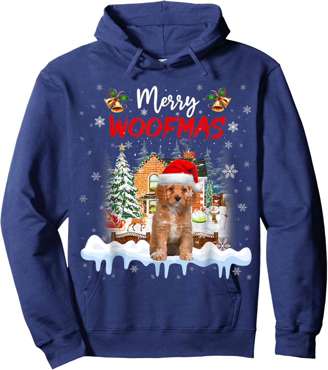 Merry Woofmas Cavapoo Christmas Tree Dog Lover Xmas Hoodie - Hoodie | Navy