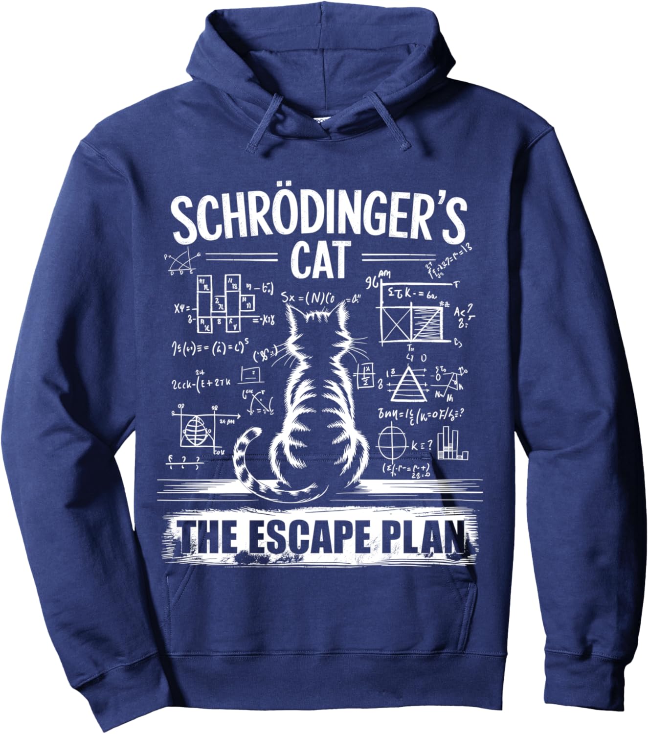 Schrödinger's Cat Funny Escape Science Plan Design Manche Longue Hoodie - Hoodie | Navy