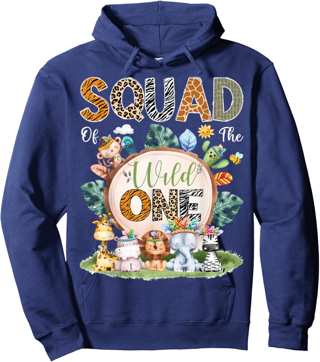Squad Of The Wild One Safari Tribal Jungle 1St Birthday Hoodie - Hoodie | Navy