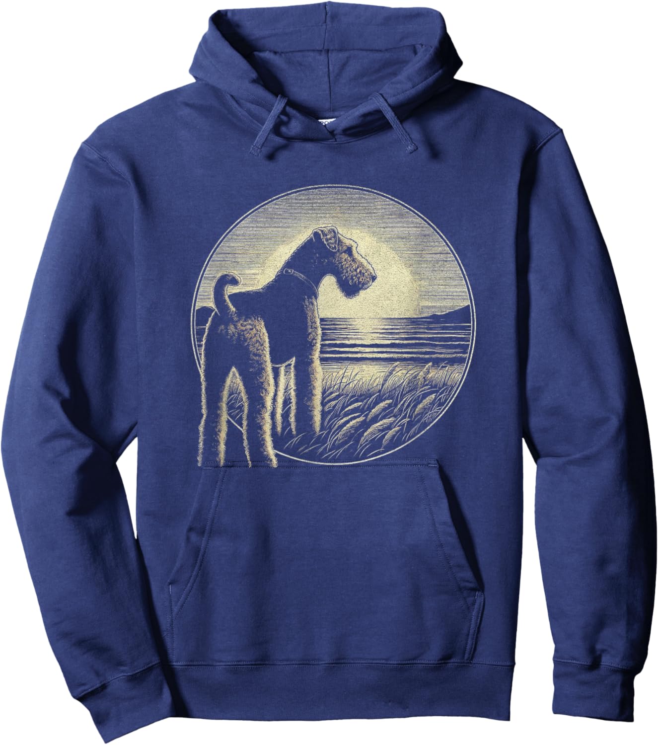 Vintage Airedale Terrier Retro Scene Dog Art Design Hoodie - Hoodie | Navy