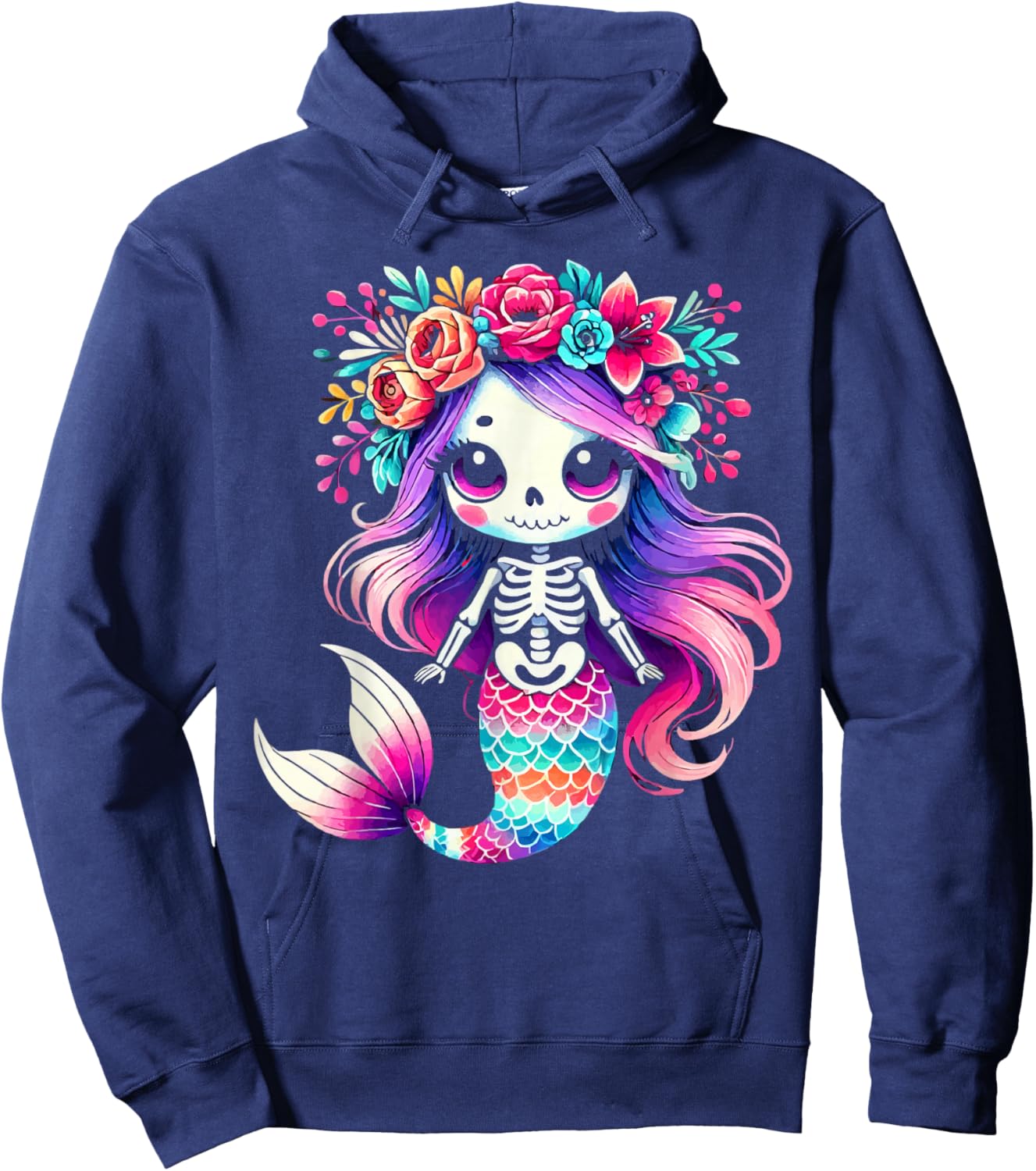 Zombie Mermaid Halloween Costume Spooky Trick Or Treat Hoodie - Hoodie | Navy