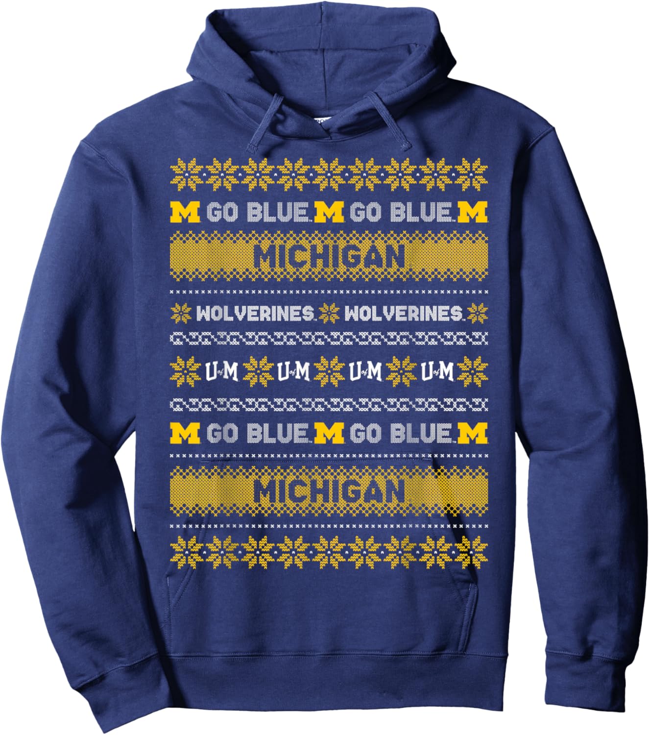 University of Michigan Wolverines Ugly Christmas Sweater Hoodie - Hoodie | Navy
