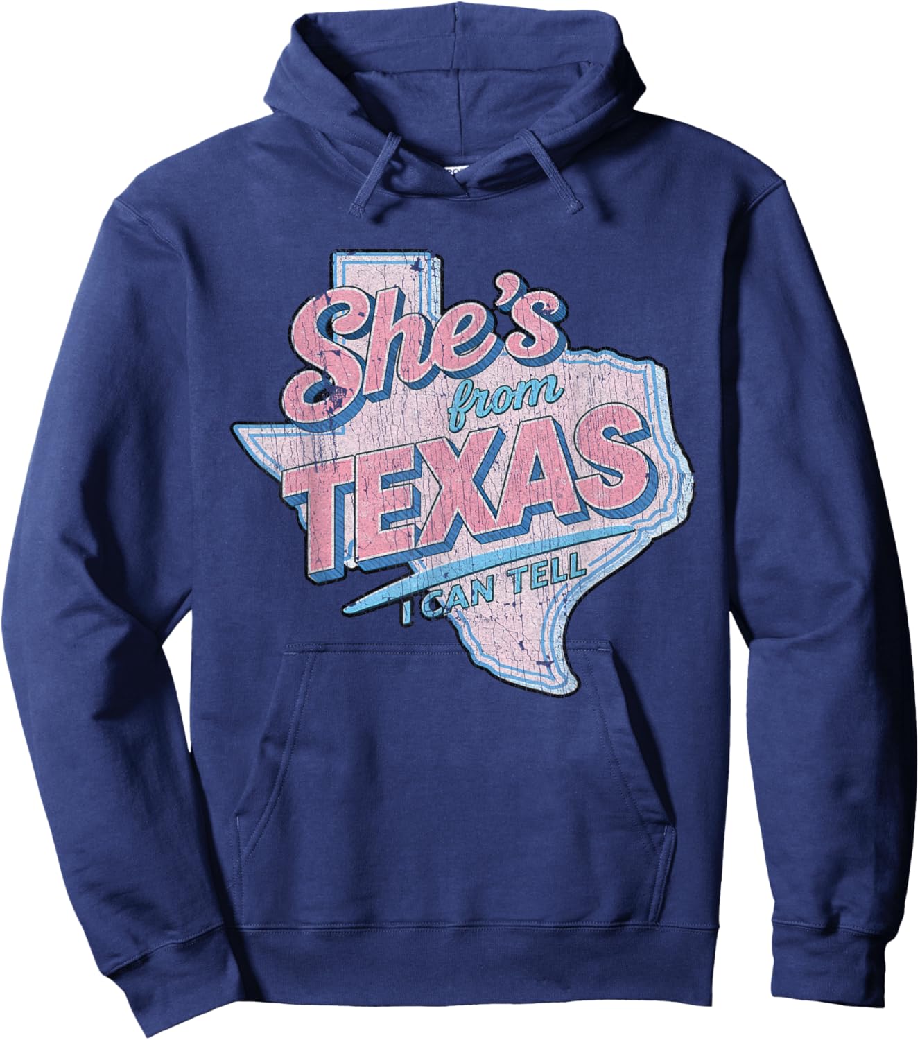 Retro She's from Texas I Can Tell Vintage Y2K Southern Girl Hoodie - Hoodie | Navy