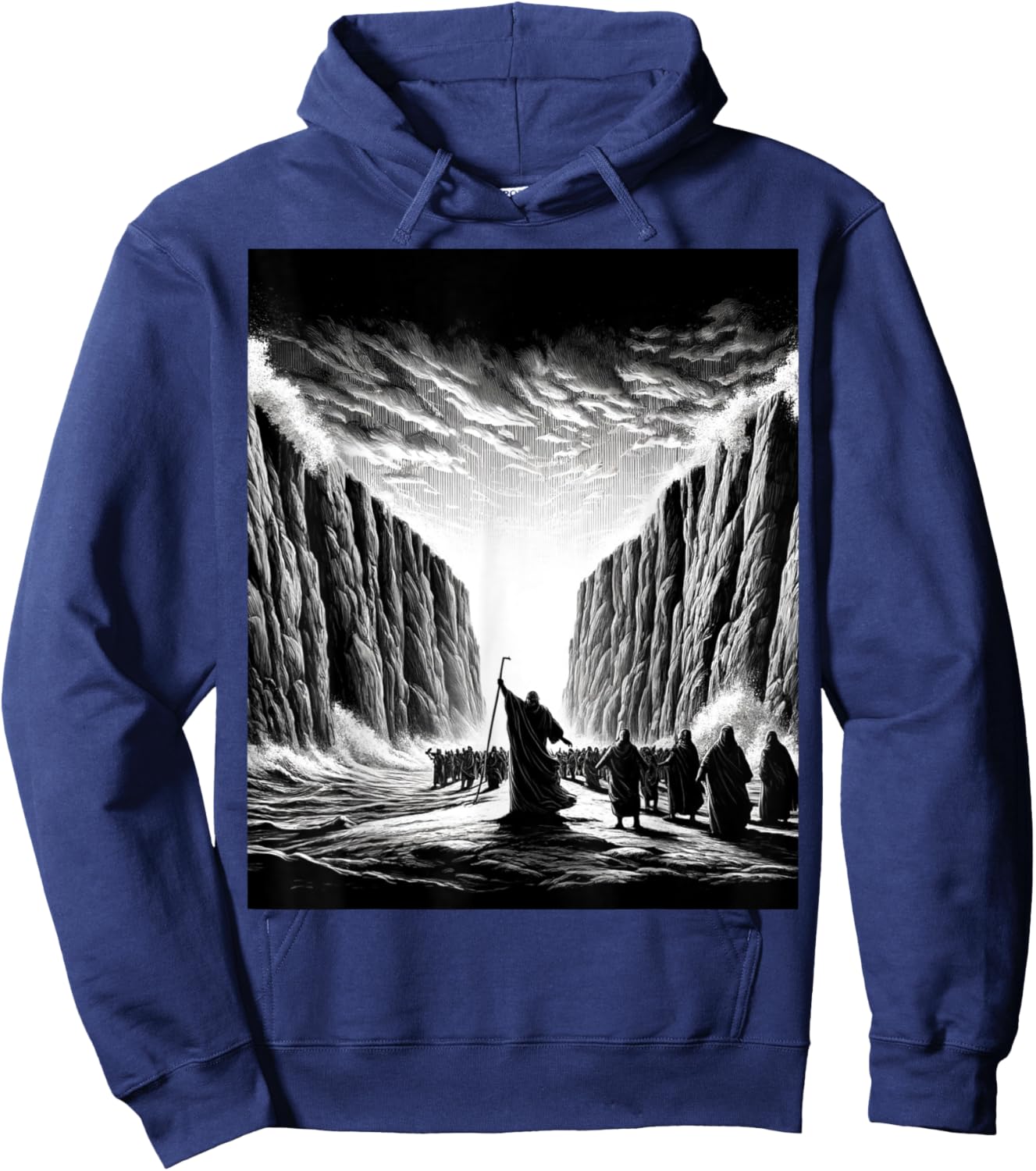 Moses parting the Red Sea with the Israelites Hoodie - Hoodie | Navy