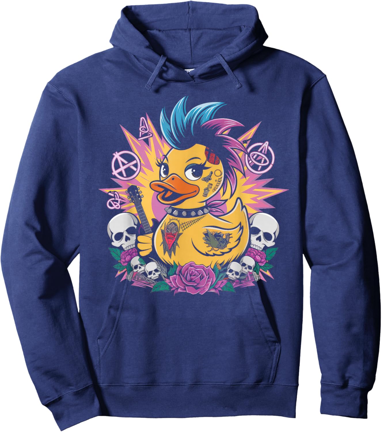 Punk Men's Women Duck Rock Ducker Anarchy Punker Hoodie - Hoodie | Navy